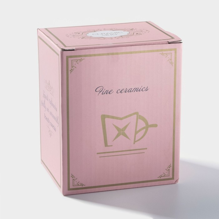 Кружка керамическая с крышкой &laquo;Корона&raquo;, 400 мл, рисунок МИКС