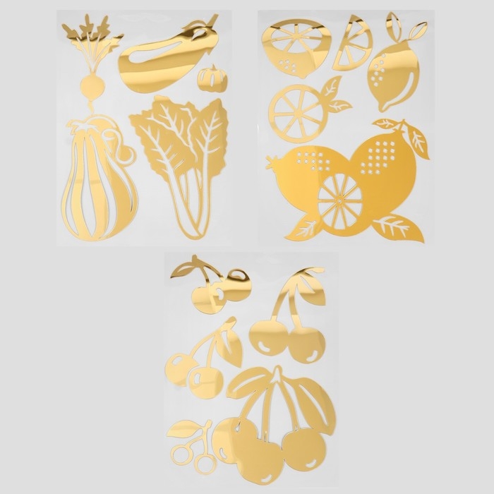 Наклейка интерьерная зеркальная Наклейка интерьерная зеркальная "Фрукты и ягоды" МИКС 31,5х41 см