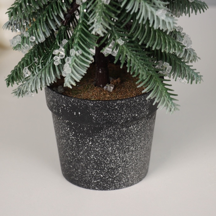 Искусственная ёлка настольная «Зимнее волшебство. Заснеженная с капельками» в горшочке, 34 см, ветки литые отгибаются Искусственная ёлка настольная «Зимнее волшебство. Заснеженная с капельками» в горшочке, 34 см, ветки литые отгибаются