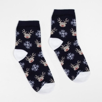 Носки детские «Олени и снежинки» цвет синий, размер 22-24 Носки детские «Олени и снежинки» цвет синий, размер 22-24