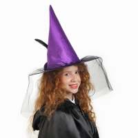 Карнавальная шляпа &laquo;Ведьмочка&raquo;, с фатой, р-р. 56-58, цвет сиреневый