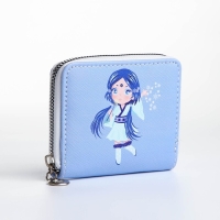 Кошелёк на молнии, отдел для карт, для монет, цвет голубой