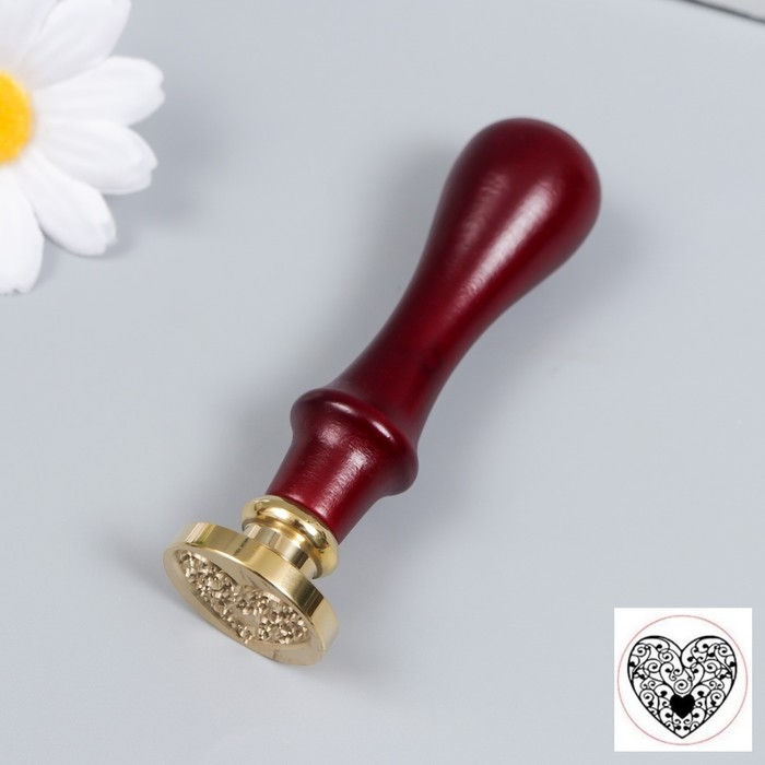 Сургучный набор Сургучный набор "Ажурное сердце" печать, ручка, ложка, воск - 3 цвета, свеча 3,5х11х23 см