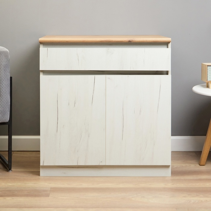 Шкаф напольный Зара 1 ящик 800х600х850 крафт белый