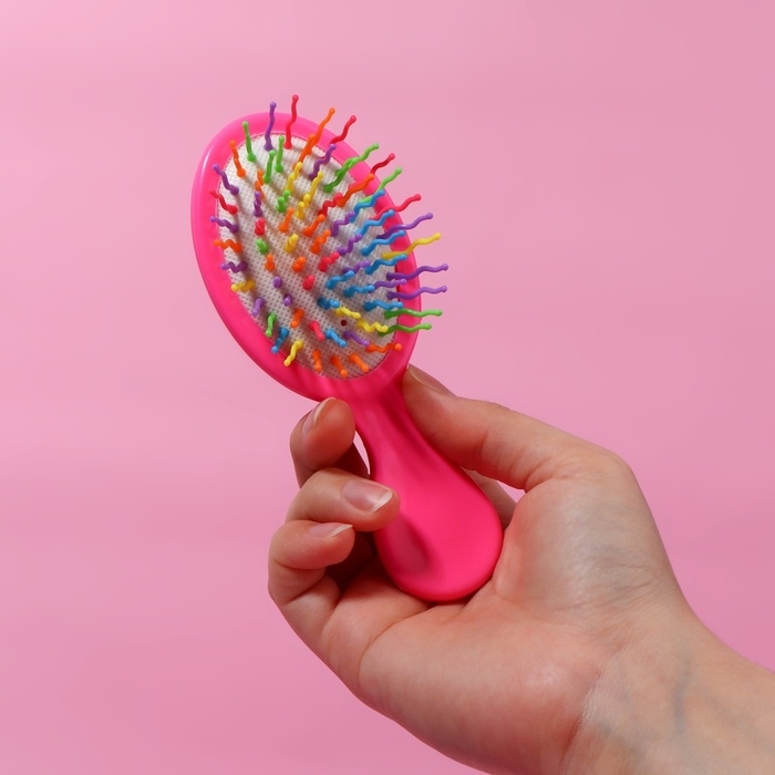 Расчёска - мини массажная, 5,5 &times; 14 см, цвет розовый