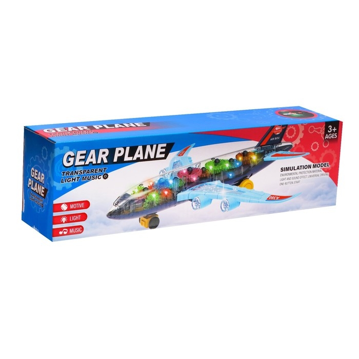 Самолет «Шестерёнки», свет и звук, работает от батареек Самолет «Шестерёнки», свет и звук, работает от батареек