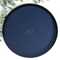 Подставка для мелочей металл, иск.кожа "Круг" чёрно-синяя 20х20х2,5 см Подставка для мелочей металл, иск.кожа "Круг" чёрно-синяя 20х20х2,5 см