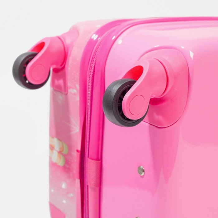 Чемодан детский 29 л (S), отдел на молнии, 4 колеса, цвет розовый