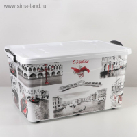 Контейнер для хранения с крышкой &laquo;Венеция&raquo;, 50 л, 62,5&times;39&times;33 см, на колёсиках, цвет белый