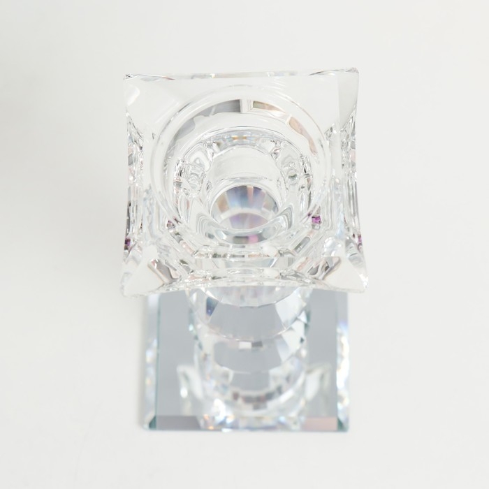 Подсвечник стекло на 1 свечу "Бефана с 3 подъемами" прозрачный d=2,2 и 3,5 см 6х6х14 см