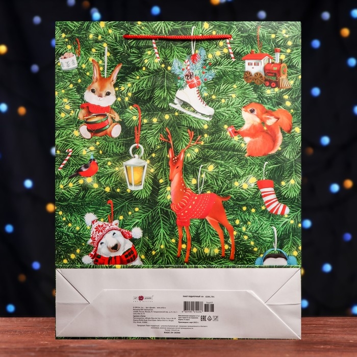 Новый год. Пакет подарочный "Салют подарков ", 33 х 42,5 х 10 см.