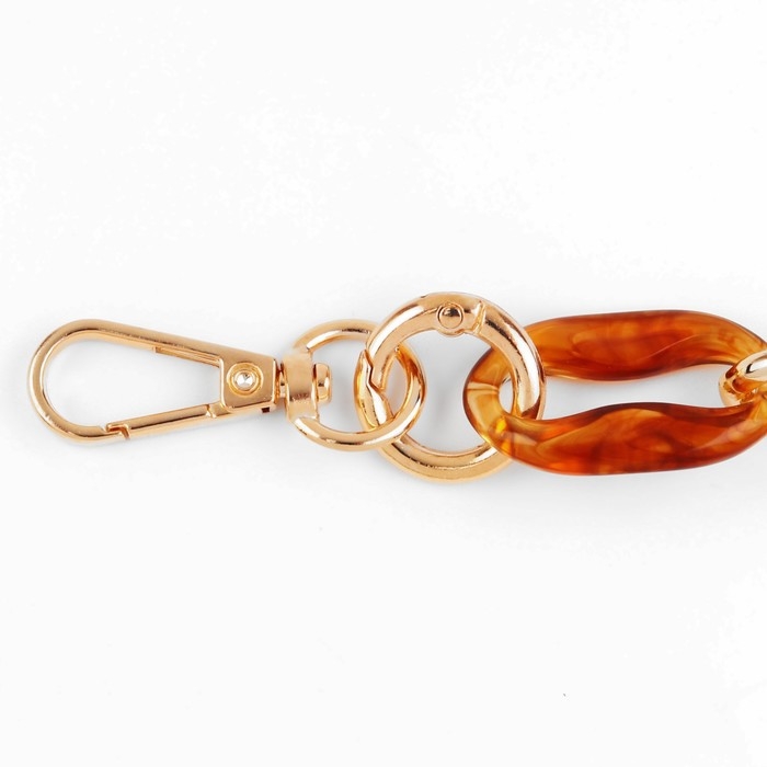 Цепочка для сумки, пластиковая, с карабинами, 34 &times; 21/23 &times; 17 мм, 30 см, цвет янтарно-коричневый/золотой