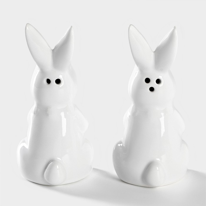 Набор для специй Доляна &laquo;Зайка&raquo;, 2 предмета: солонка 50 мл, перечница 50 мл, цвет белый