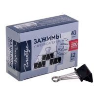 Зажимы для бумаг GLOBUS, 12 шт., 41 мм, чёрные Зажимы для бумаг GLOBUS, 12 шт., 41 мм, чёрные