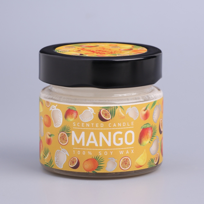 Свеча ароматическая в банке Свеча ароматическая в банке "Манго маракуйя", совый воск, 80 г