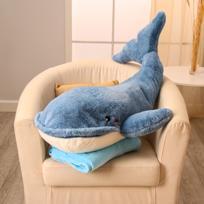 Мягкая игрушка &laquo;Кит&raquo;, 90 см, с пледом, рот на молнии