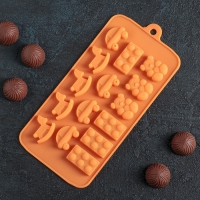 Форма для конфет и шоколада Доляна &laquo;Детские игрушки&raquo;, силикон, 21&times;11 см, 15 ячеек (3,5&times;2 см), цвет МИКС