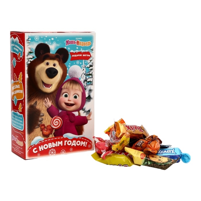 Новый год. Подарочный набор конфет &laquo;Маша и Медведь, 500 г