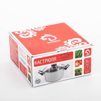 Кастрюля из нержавеющей стали с крышкой Доляна «Роскошь», 3 л, d=20 см Кастрюля из нержавеющей стали с крышкой Доляна «Роскошь», 3 л, d=20 см