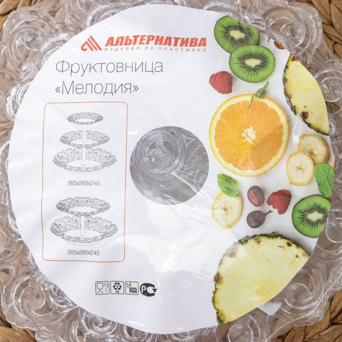 Фруктовница «Мелодия», 3-х ярусная 16 см, 21 см, 27 см, цвет прозрачный Фруктовница «Мелодия», 3-х ярусная 16 см, 21 см, 27 см, цвет прозрачный