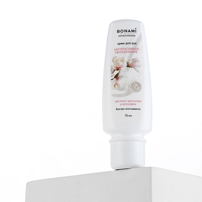 Крем для рук быстровпитывающийся с экстрактом магнолии и алоэ вера, интенсивное увлажнение, 75 мл, BONAMI Крем для рук быстровпитывающийся с экстрактом магнолии и алоэ вера, интенсивное увлажнение, 75 мл, BONAMI