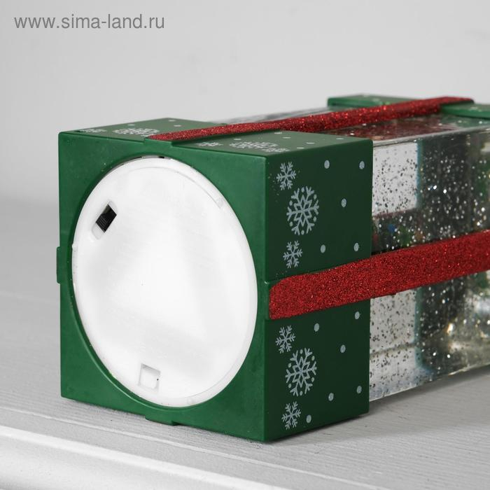 Светодиодная фигура &laquo;Подарок зелёный&raquo; 10 &times; 19 &times; 10 см, пластик, батарейки ААх3 (не в комплекте), USB, свечение тёплое белое