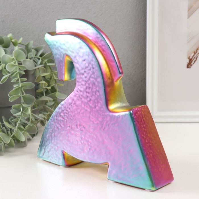 Сувенир керамика Сувенир керамика "Склонившийся конь" зеленый хамелеон 5х20,5х20,5 см