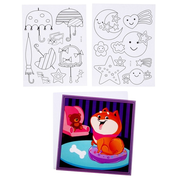 Аппликация пайетками для детей и раскраска - наклейки &laquo;Улыбки&raquo;, набор для творчества