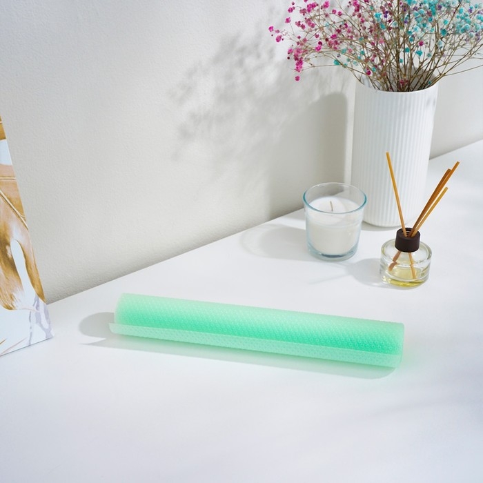 Коврик противоскользящий Доляна &laquo;Круги&raquo;, 30&times;150 см, цвет прозрачный зелёный