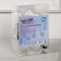 Гирлянда &laquo;Нить&raquo; 3 м роса с насадками &laquo;Лампочки объёмные&raquo;, IP20, серебристая нить, 100 LED, свечение синее, 3.5 В