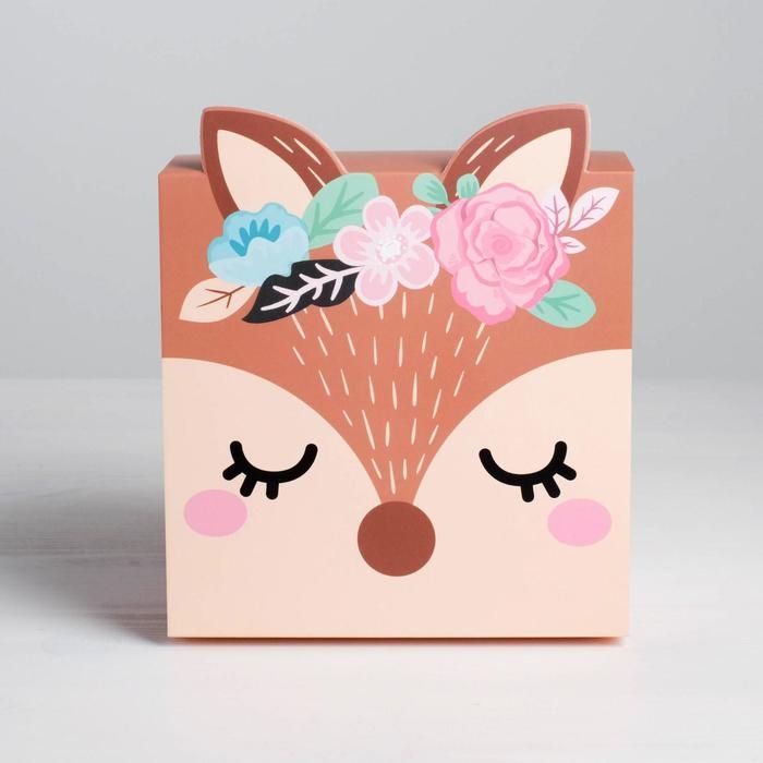 Коробка подарочная складная, упаковка, &laquo;Оленёнок&raquo;, 15 х 15 х 8 см