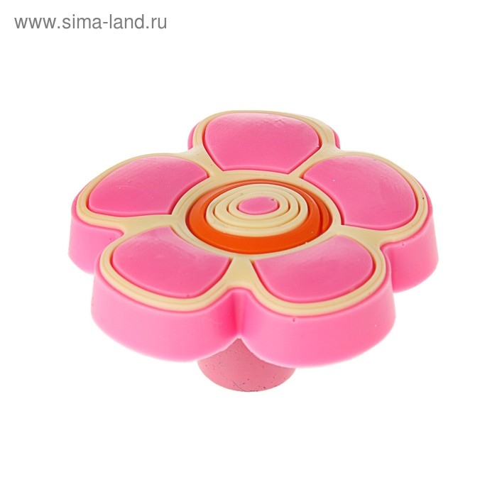 Ручка кнопка детская KID 024, Ручка кнопка детская KID 024, "Цветочек 2", резиновая, розовая