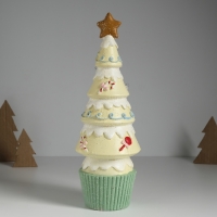 Сувенир керамика свет "Пряничная ёлочка" светло-жёлтая 10х10х31 см
