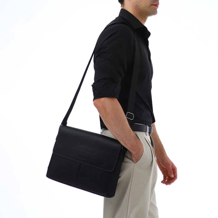 Сумка мужская деловая TEXTURA, 2 наружных кармана, цвет чёрный Сумка мужская деловая TEXTURA, 2 наружных кармана, цвет чёрный