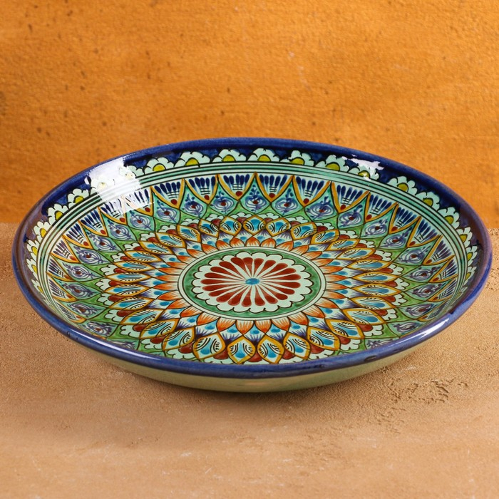 Ляган Риштанская Керамика Ляган Риштанская Керамика "Узоры", 25 см, синий