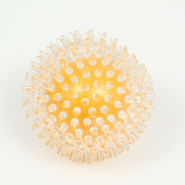 Игрушка для собак "Мяч теннис 2 в 1", TPR+винил, 9,5 см, прозрачная/жёлтая