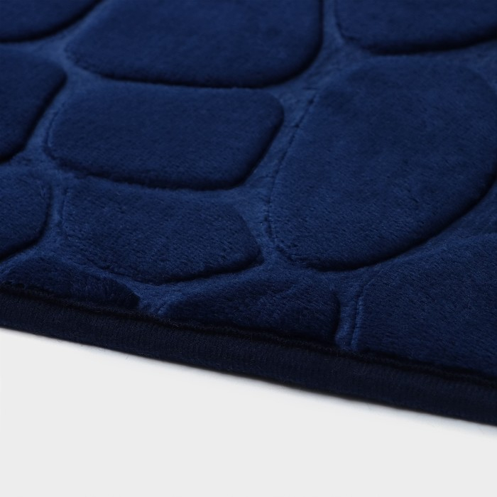 Коврики для ванной и туалета Доляна «Камни», объёмные, 2 шт: 40×50 см, 50×80 см, цвет синий Коврики для ванной и туалета Доляна «Камни», объёмные, 2 шт: 40×50 см, 50×80 см, цвет синий