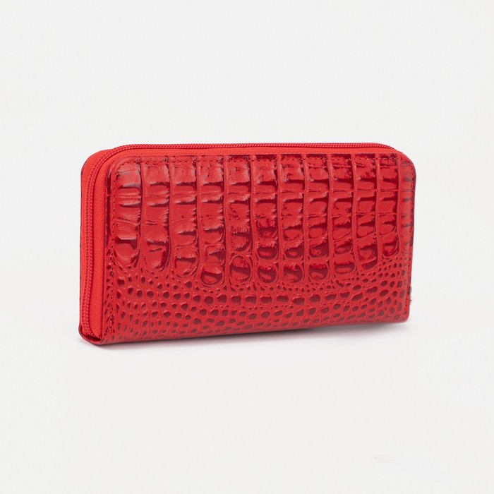 Кошелёк женский на молнии, с ручкой, цвет красный