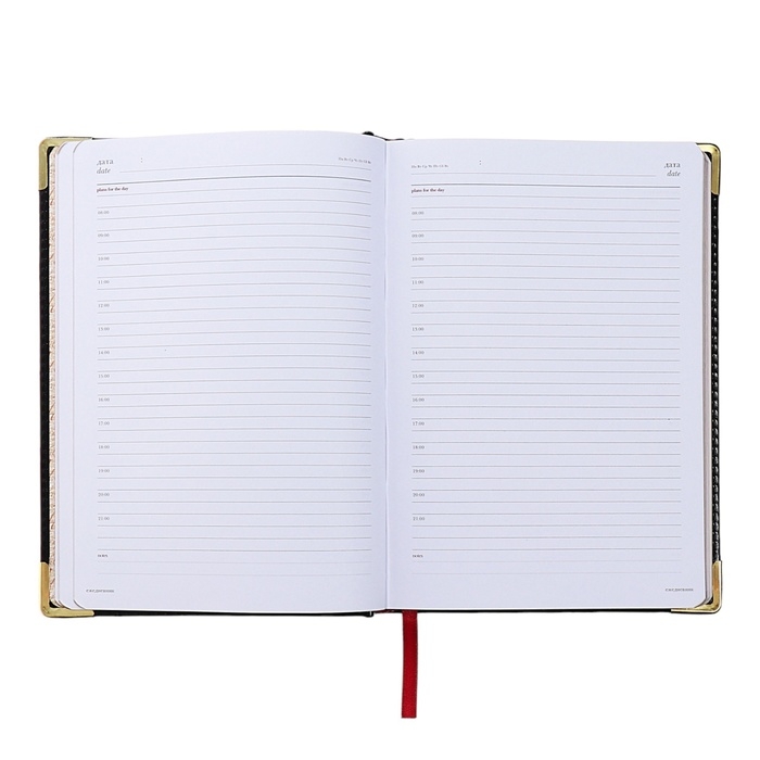 Ежедневник недатированный А5+, 136 листов Sidney Nebraska, твёрдая обложка, искусственная кожа, золотой срез, золотые уголки, чёрный