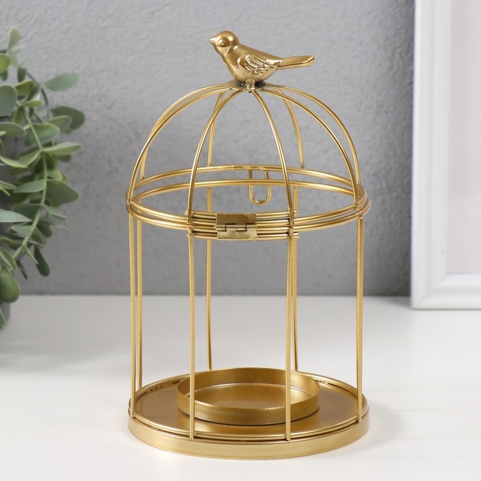 Подсвечник металл Подсвечник металл "Птичка на клетке" н-р 3 шт d=5;6;8 см золото 9,5х15,5; 12х21; 15,5х25 см 101825