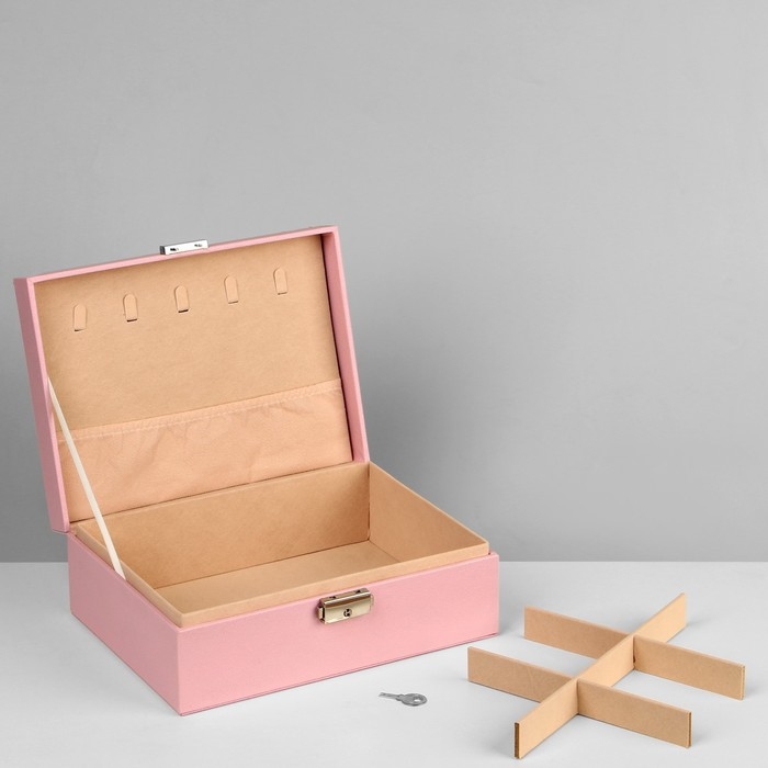 Подставка для украшений &laquo;Шкатулка&raquo; съёмная подставка,17&times;23&times;8,5 см, цвет розовый