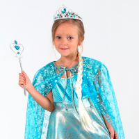 Карнавальный костюм &laquo;Элла&raquo;, платье, плащ, диадема, жезл, коса, р. 30, рост 110-116 см