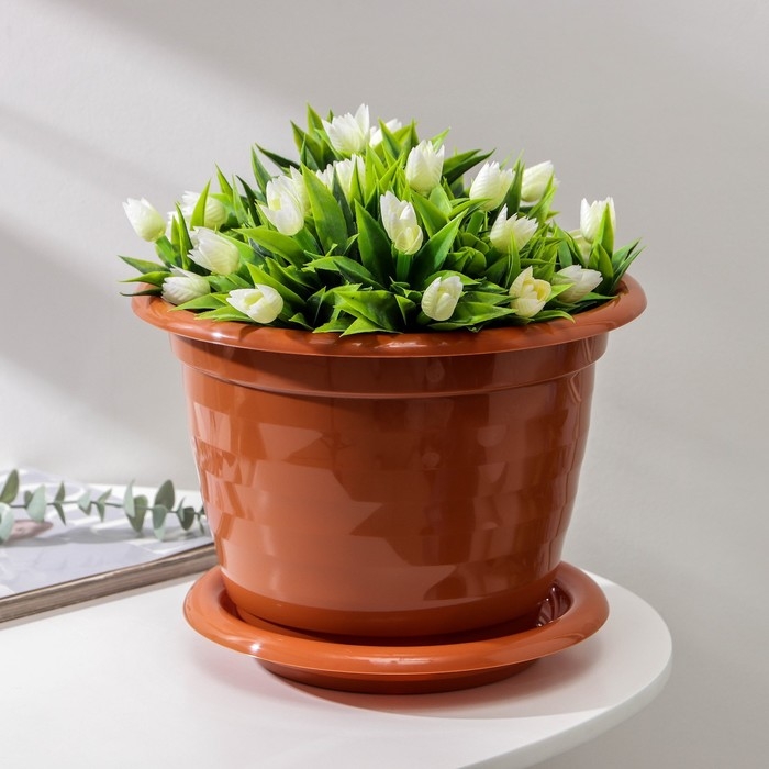 Горшок с поддоном &laquo;Виола&raquo;, 5 л, цвет коричневый