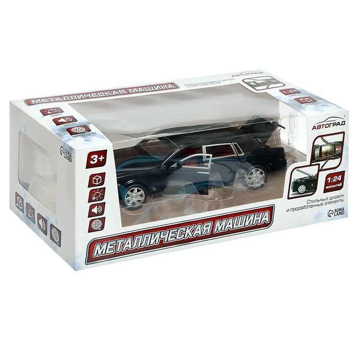 Машина металлическая «Лимузин», 1:24, открываются двери, капот, багажник, цвет чёрный Машина металлическая «Лимузин», 1:24, открываются двери, капот, багажник, цвет чёрный