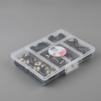 Кнопки установочные, Дельта, d = 15 мм, 40 шт, с установщиком, в органайзере, 11,8 &times; 8,1 &times; 2,3 см, цвет чёрный никель