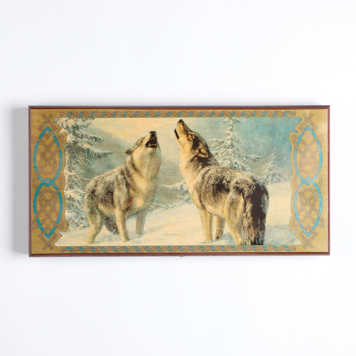 Нарды деревянные большие, настольная игра Нарды деревянные большие, настольная игра "Волки", 50 х 50 см, с шашками