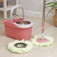 Швабра с отжимом и ведро с металлической центрифугой Доляна, 46,5×28,5×23,5 см, 10 л, телескопическая ручка 86-117,5 см, дополнительная насадка из микрофибры 15,5 см, цвет розовый Швабра с отжимом и ведро с металлической центрифугой Доляна, 46,5×28,5×23,5 см, 10 л, телескопическая ручка 86-117,5 см, дополнительная насадка из микрофибры 15,5 см, цвет розовый