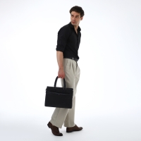 Сумка мужская деловая TEXTURA, 2 наружных кармана, цвет чёрный