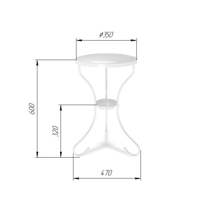Столик журнальный, 470х470х600, Черный муар