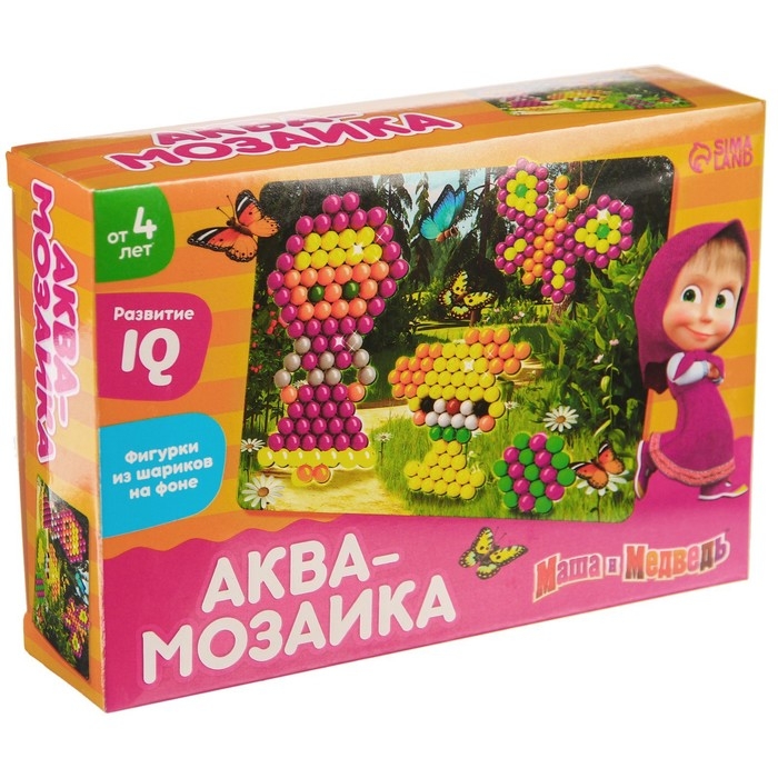 Аквамозаика с декорациями &laquo;Маша и Медведь: Прогулка в лесу&raquo;, 3 фигурки, 300 шариков